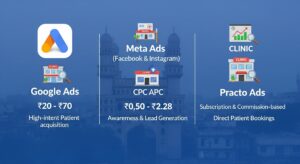 Google ad vs meta ad vs Practo ad